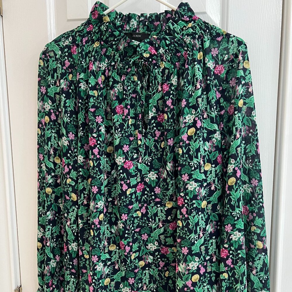 J.Crew Floral Tie Neck Blouse with Camisole - Size Large